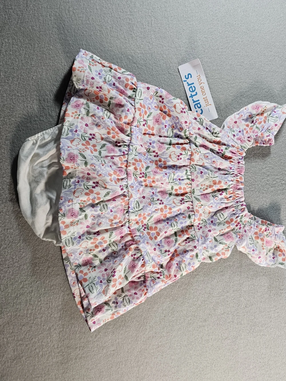 Carter's Floral Baby Dress with Ruffle Trim - Pink, Orange & Green Size 3M